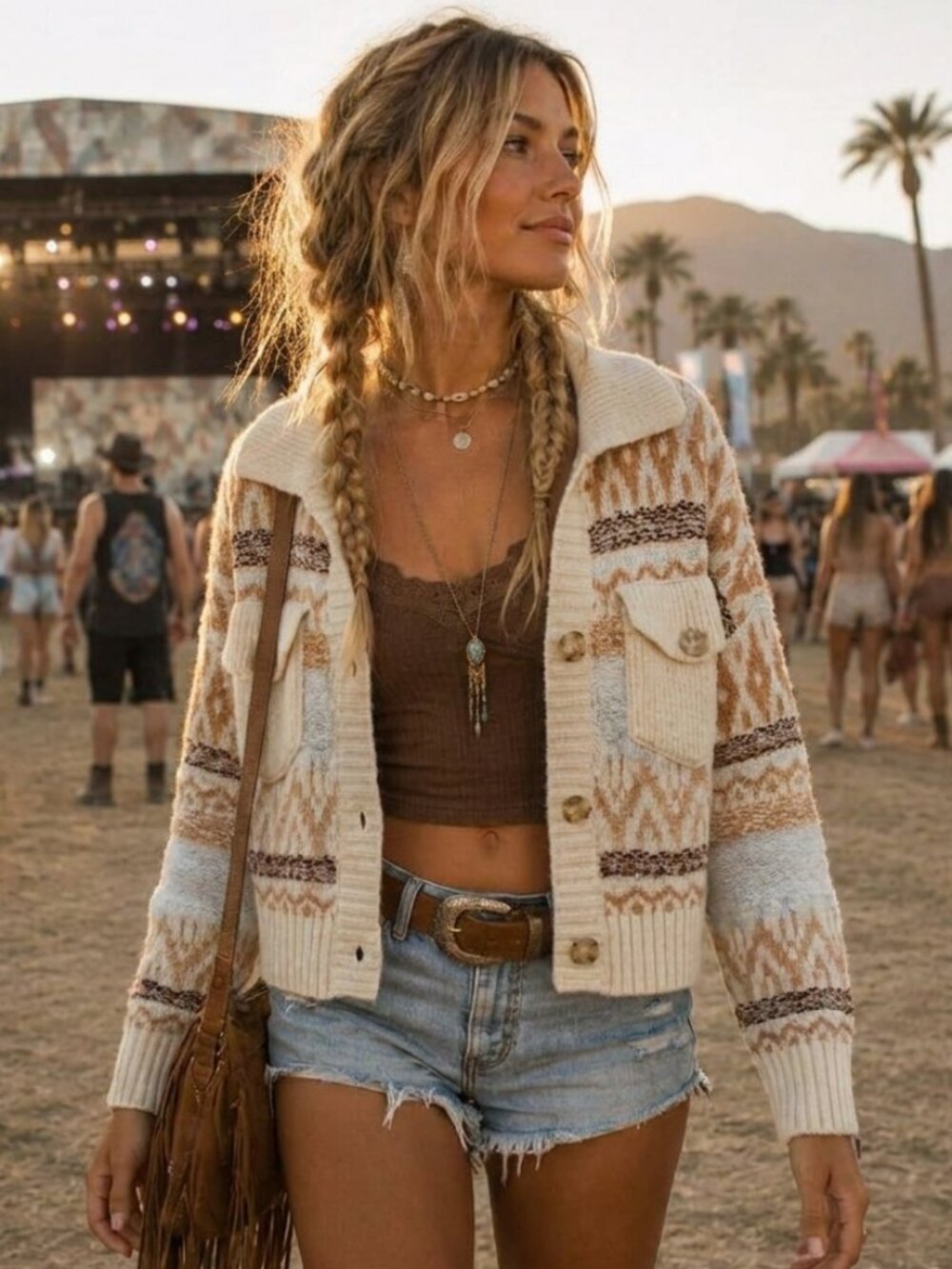 American Eagle Southwest Bohemian Aztec Cardigan Sweater Size Medium